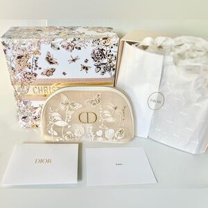 🌹Dior Cream Cosmetic Bag with Floral Design🌹
